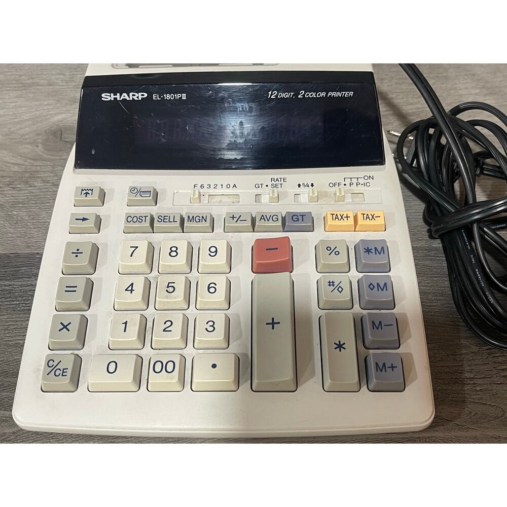 Sharp EL-1801P III 12-Digit 2-Color Printing Calculator Adding Machine Tested - Picture 3 of 5